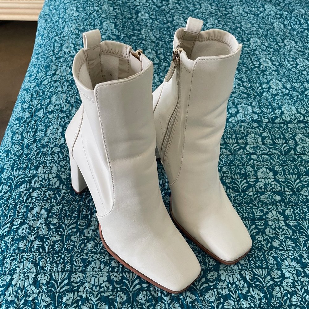 Faux Leather White Boots
